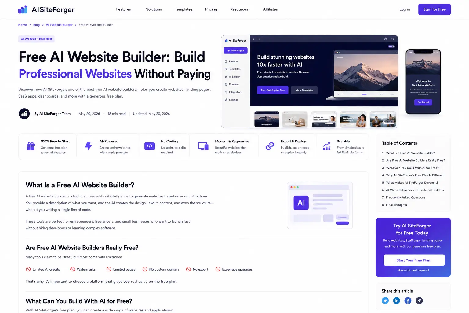 Free AI Website Builder: Build Professional Websites Without Paying
