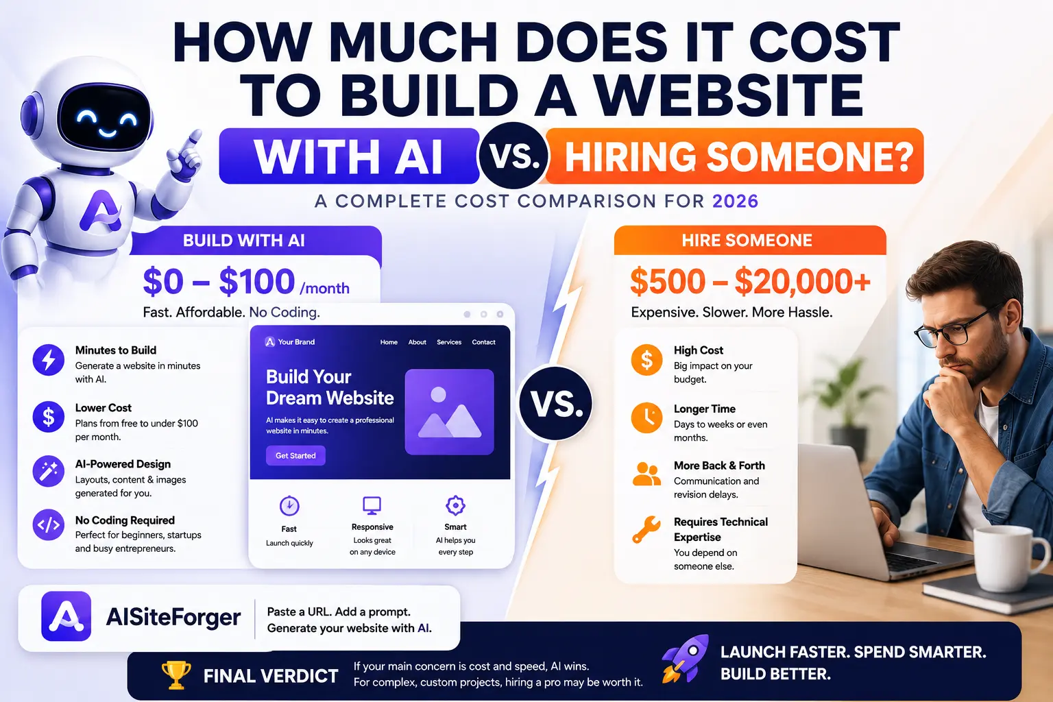How Much Does It Cost to Build a Website with AI vs. Hiring Someone? (2026 Guide)
